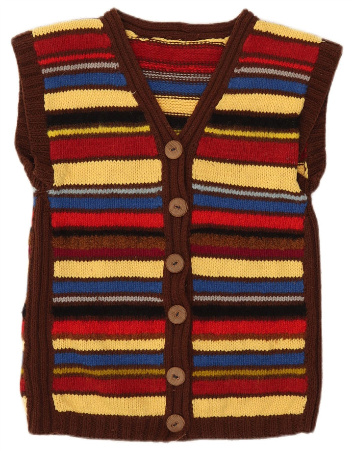 Vintage mujer Cardigan suéter Reino Unido 12 medio multicolor rayas
