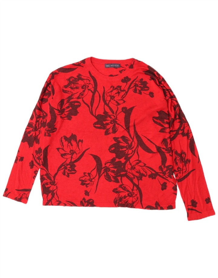 Marks & Spencer Suéter tipo jersey con cuello redondo para mujer UK 40 Mediano Rojo Floral