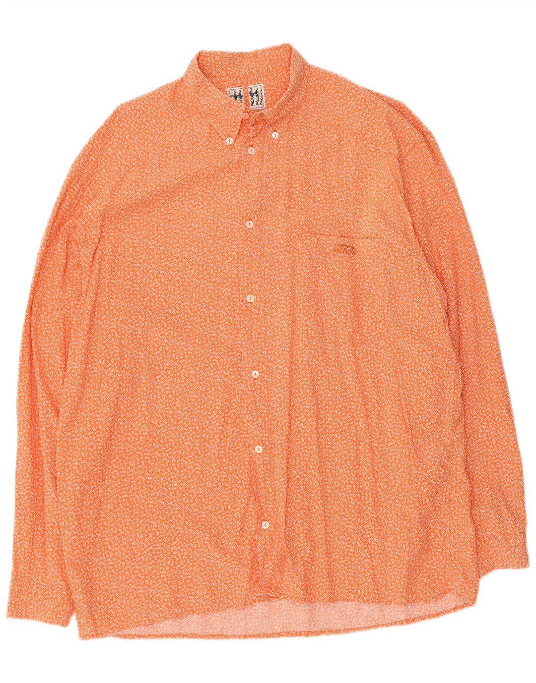Camisa Trussardi Hombre Grande Naranja Floral Algodón