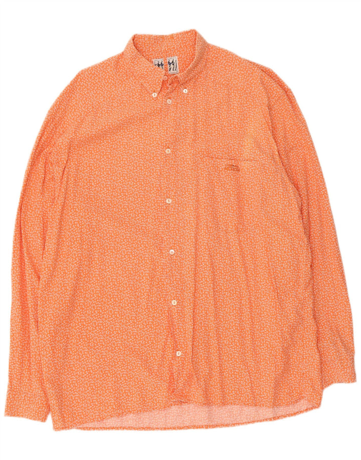 Camisa Trussardi Hombre Grande Naranja Floral Algodón