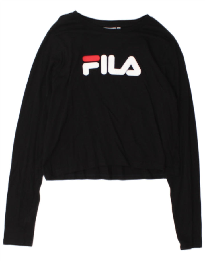 Fila Mujer Crop Graphic Top Manga Larga UK 44 Grande Negro