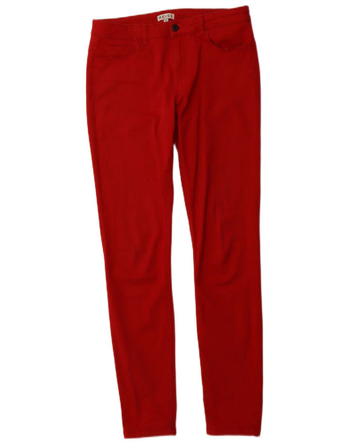 REISS Pantalones casuales ajustados para mujer UK 12 Medium W30 L32 Algodón rojo