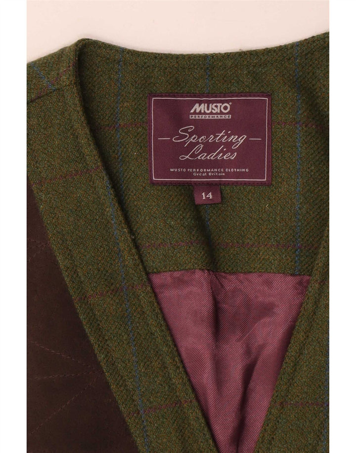 Musto Chaleco para mujer UK 40 Lana a cuadros caqui grande