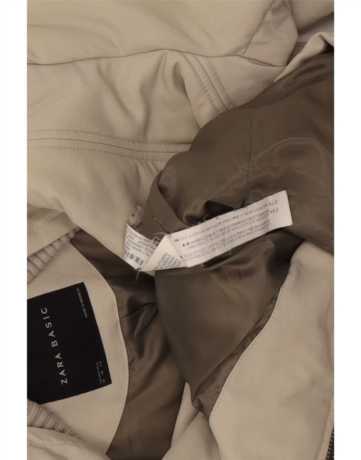 Zara Mujer Chaqueta Acolchada UK 12 Medio Algodón Beige