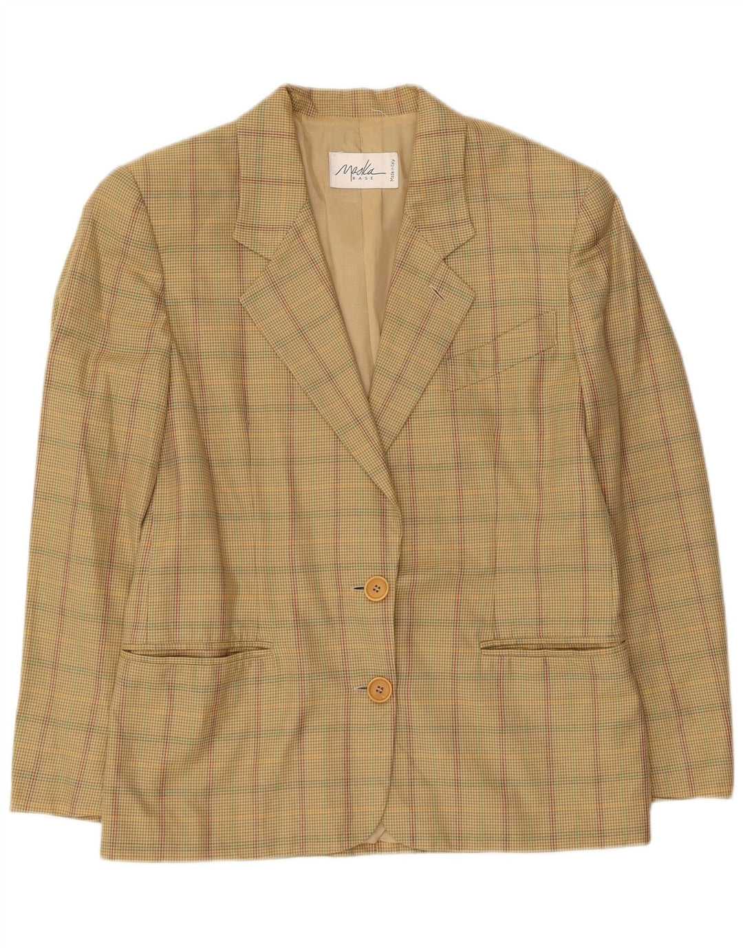 Maska Chaqueta Blazer De 2 Botones Para Mujer IT 42 Algodón A Cuadros Beige Medio