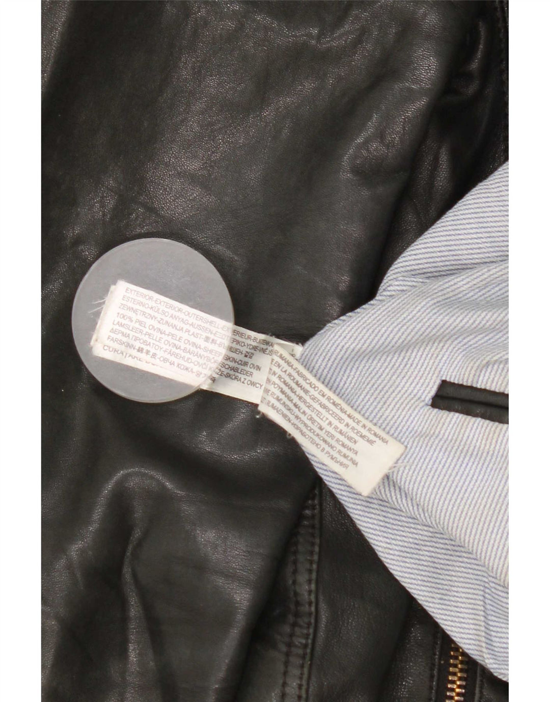 Massimo Dutti Chaqueta Biker de Cuero para Mujer UK 40 Small Negro