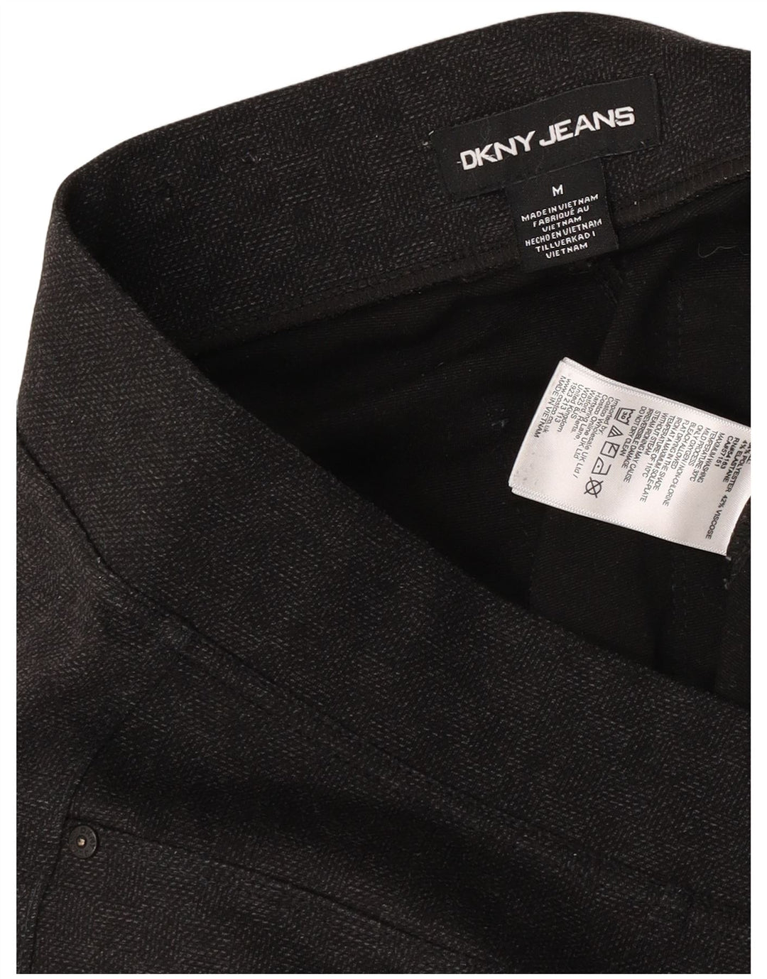 Dkny Pantalones Casuales Pitillo Para Mujer Medianos W30 L28 Poliéster A Cuadros Gris