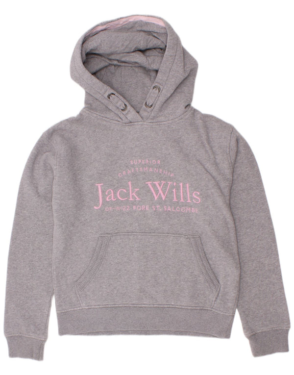 Jack Wills Jersey con capucha gráfica para niña 8-9 años Algodón gris