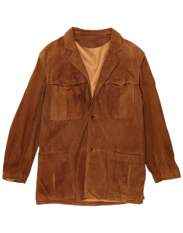 Vintage mujer chaqueta de ante IT 52 2XL ante marrón