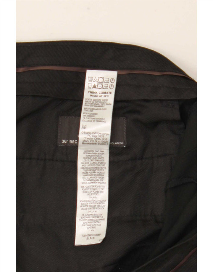 Marks & Spencer Pantalones de traje rectos de corte regular para hombre W36 L31 Negro