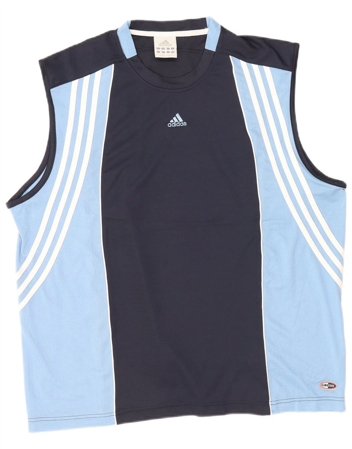 Adidas Mens Climacool Vest Top 2XL Azul Marino Colorblock Poliéster