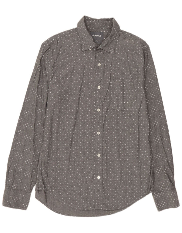 BONOBOS Camisa Slim Fit De Algodón Con Manchas Gris Medio Hombre