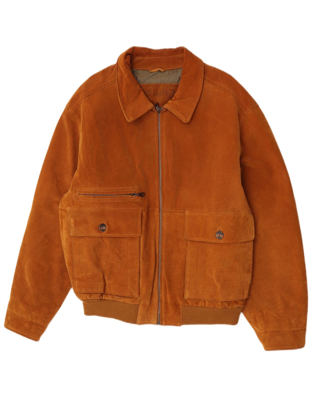 James Dillon Chaqueta bomber de ante para hombre Reino Unido 40 Cuero beige grande