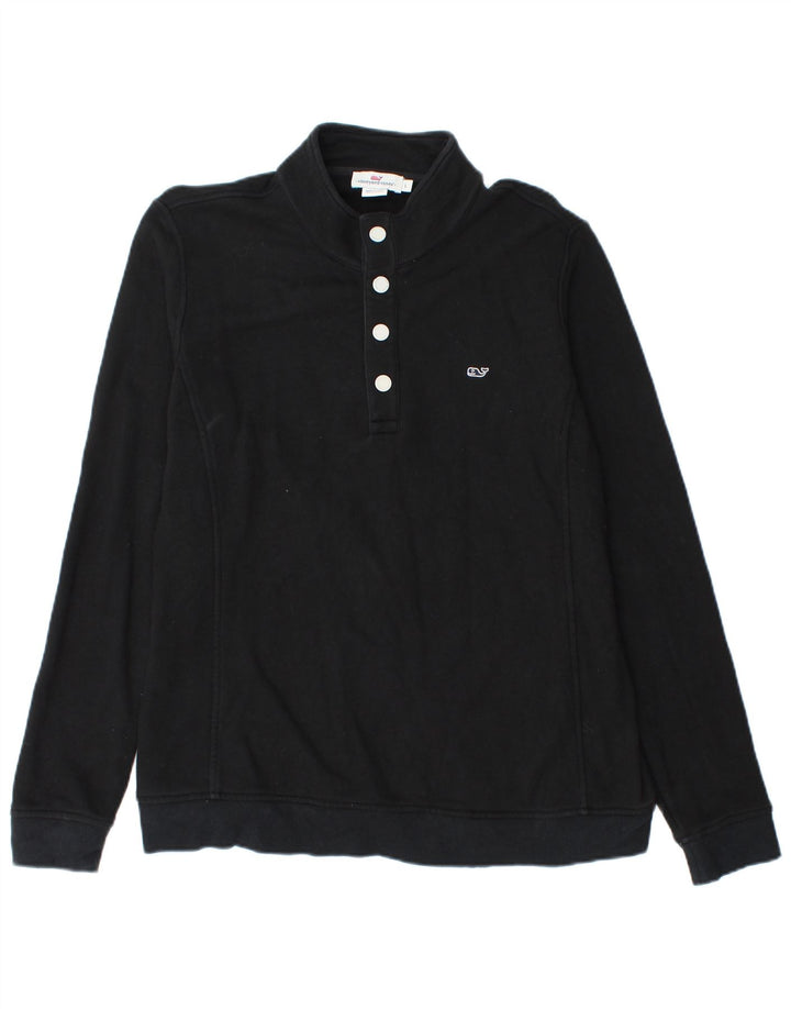 Vineyard Vines - Sudadera con cuello y botones para hombre, talla grande, algodón negro