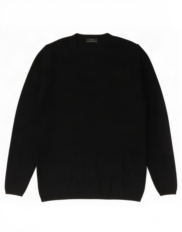 Zara Mujer Cuello Redondo Jersey Jersey UK 10 Small Black Chevron Viscosa