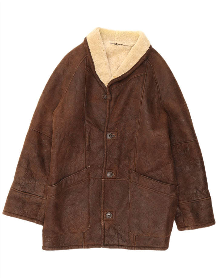 WESTBURY Chaqueta de piel de oveja para hombre IT 56 3XL Cuero marrón