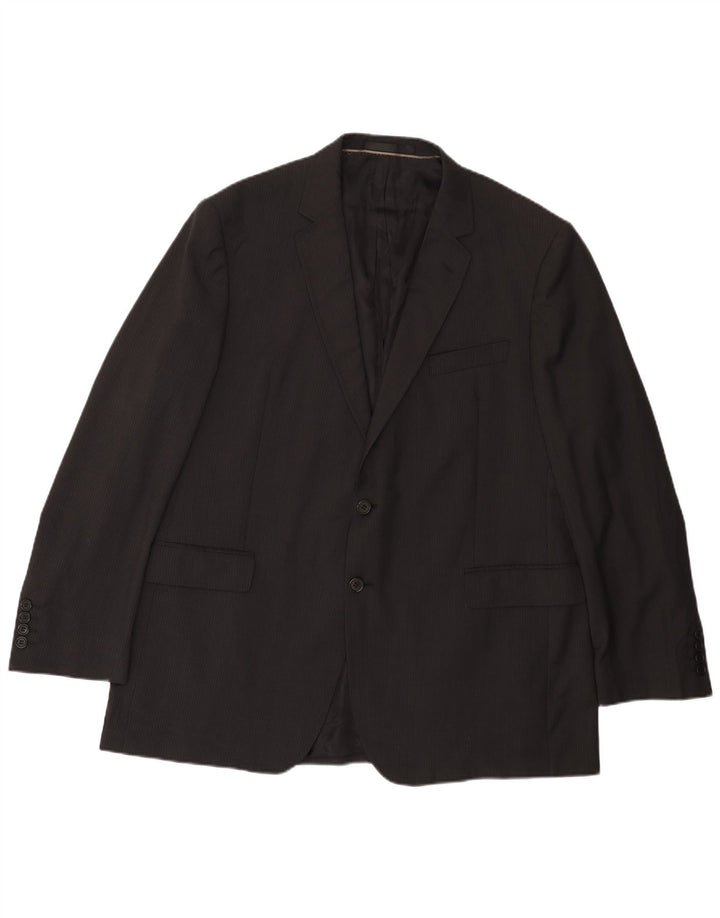 MARKS & SPENCER Chaqueta tipo blazer de 2 botones para hombre UK 38 Mediana negra a rayas