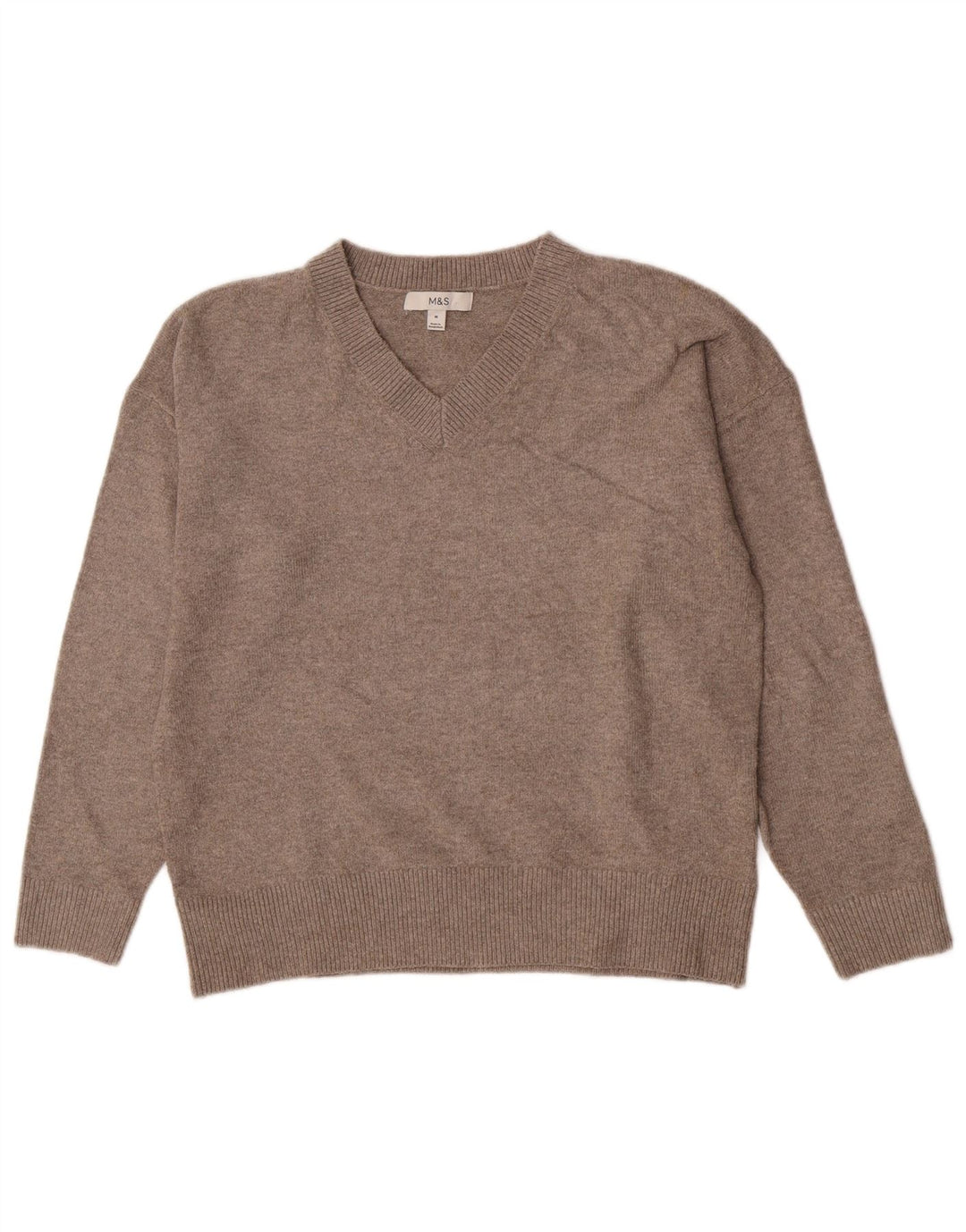 Marks & Spencer Jersey con cuello en V para mujer UK 44 Poliéster gris medio