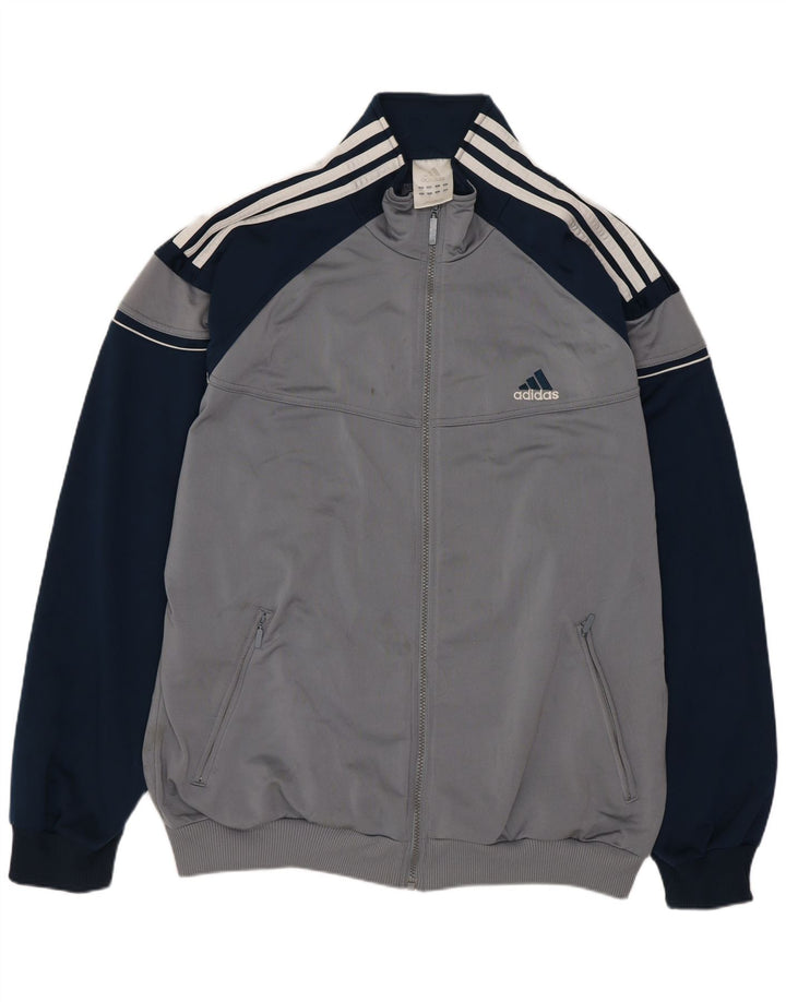 Adidas - Chaqueta de chándal para hombre, talla 44/46, poliéster color gris grande