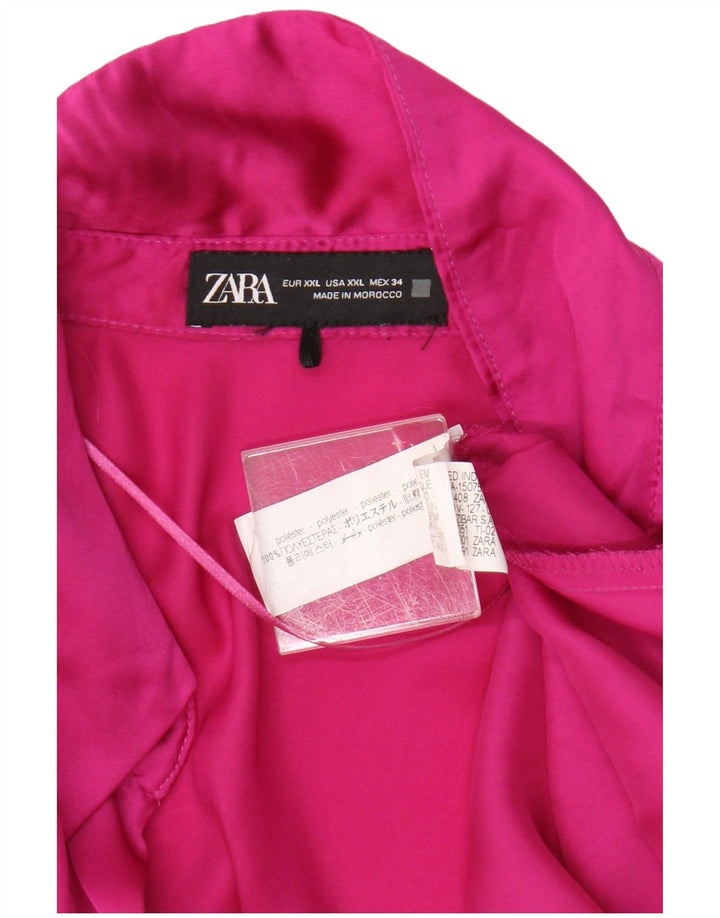 Zara Mujer Blusa Camisa ES 40 2XL Rosa Poliéster