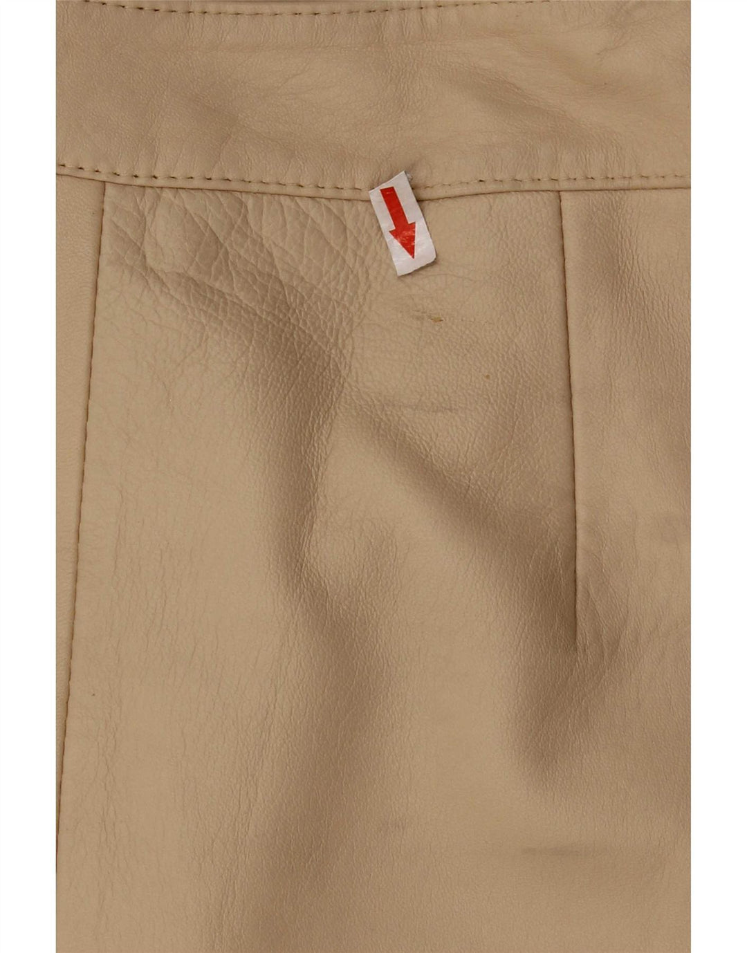 Falda de cuero vintage para mujer Reino Unido 12 Medio W28 Beige