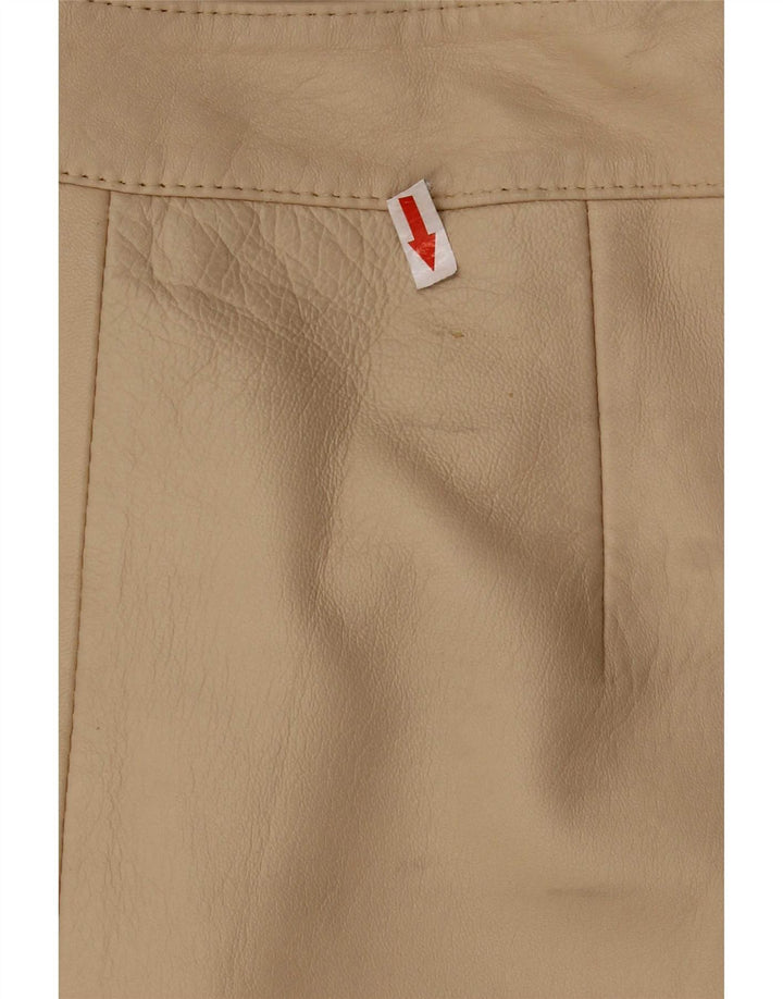 Falda de cuero vintage para mujer Reino Unido 12 Medio W28 Beige