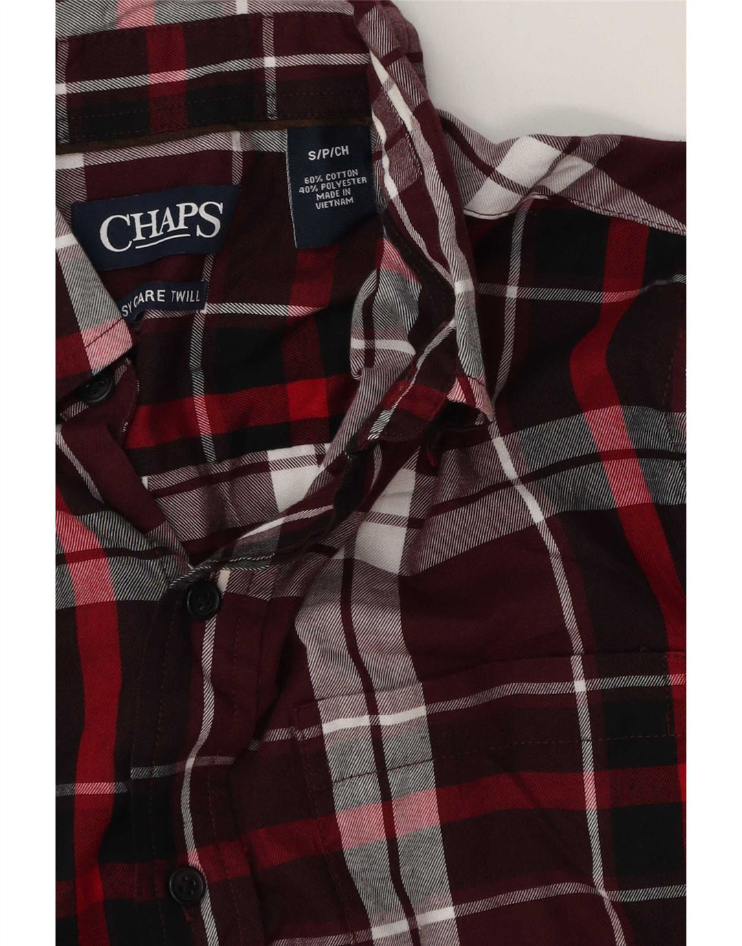 Chaps Camisa de franela para hombre pequeña de algodón a cuadros burdeos