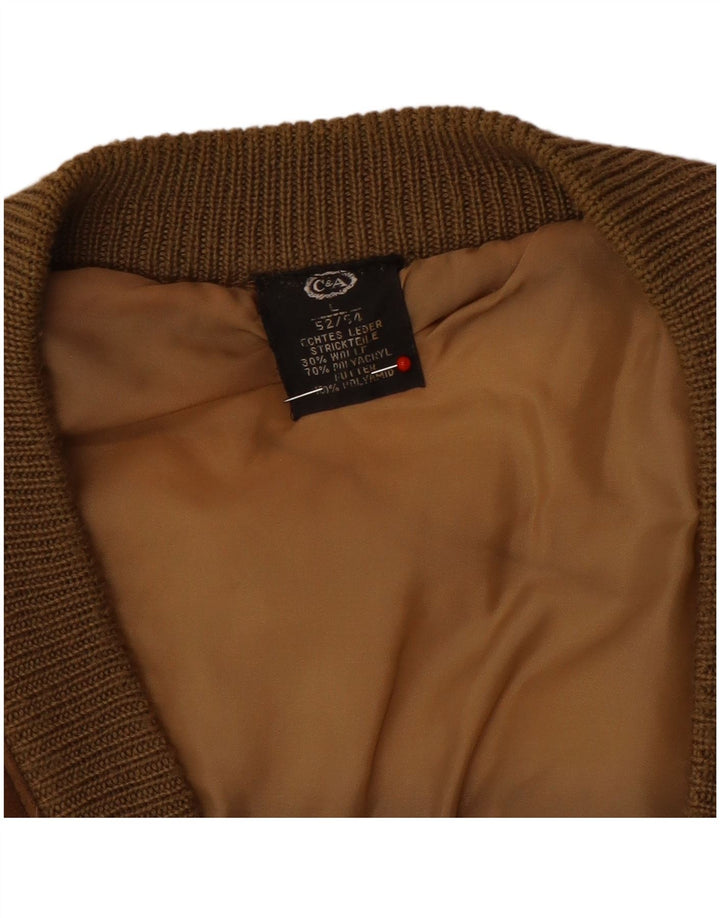 C&A Suéter tipo cárdigan de ante para hombre EU 52/54 Cuero marrón grande