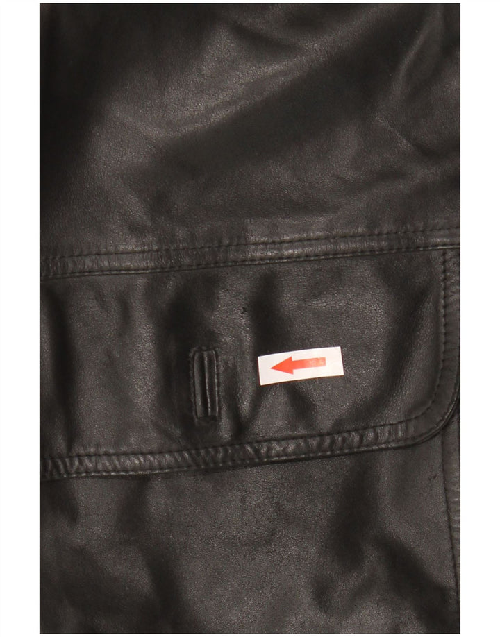 Chaqueta de cuero vintage para hombre IT 48 Medio Negro