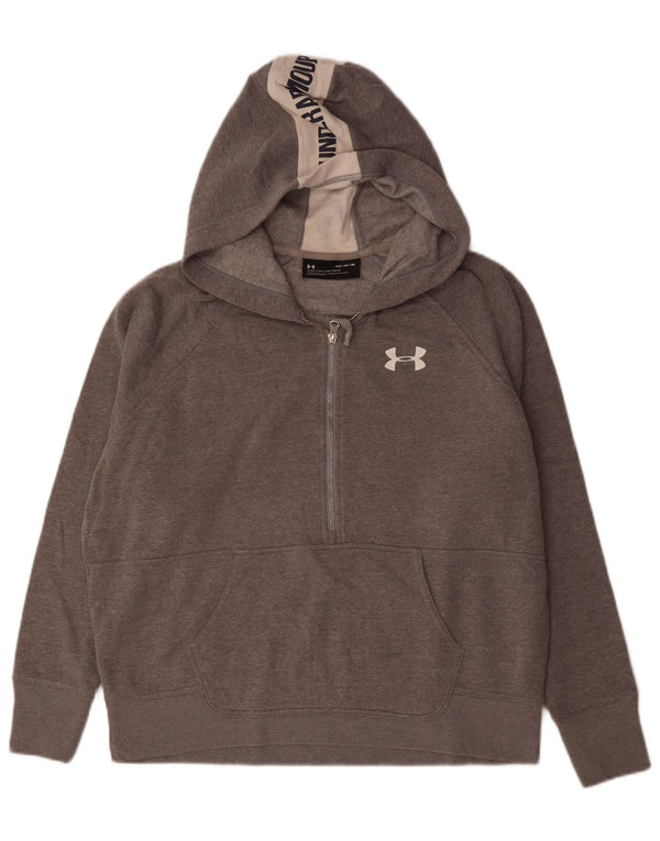 UNDER ARMOUR Jersey con capucha y cuello con cremallera y gráfico para hombre Gris medio Colorblock