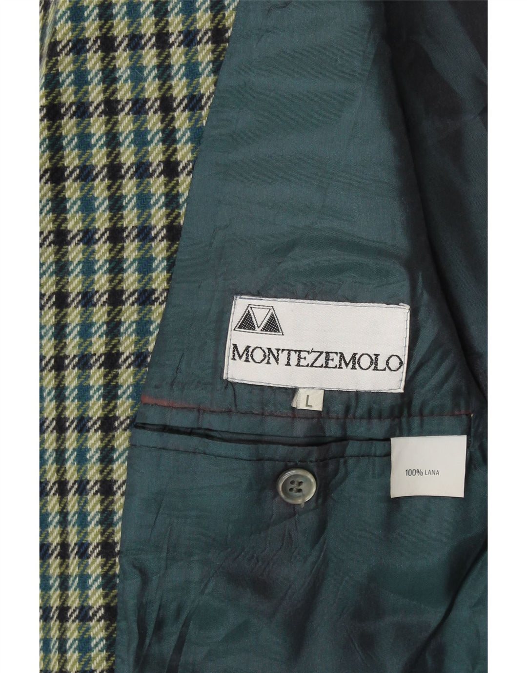 MONTEZEMOLO Chaqueta tipo blazer de 2 botones para hombre UK 40 Lana a cuadros verde grande