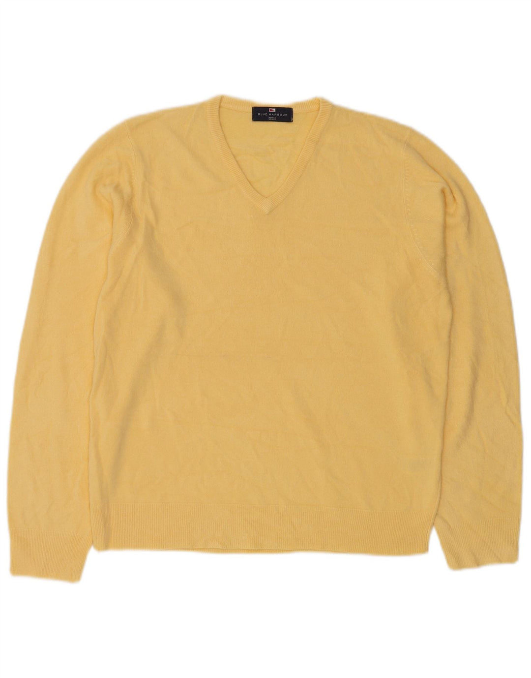 MARKS & SPENCER Suéter tipo jersey con cuello en V azul Harbor para hombre Amarillo mediano