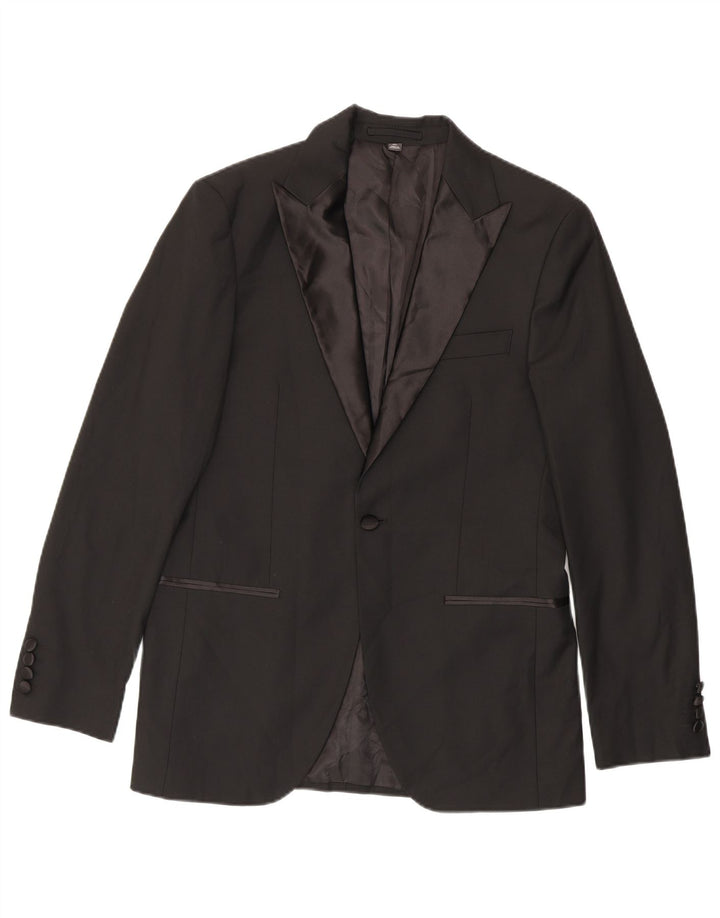 Marks & Spencer Chaqueta tipo blazer con 1 botón para hombre UK 38 Mediano Negro Poliéster