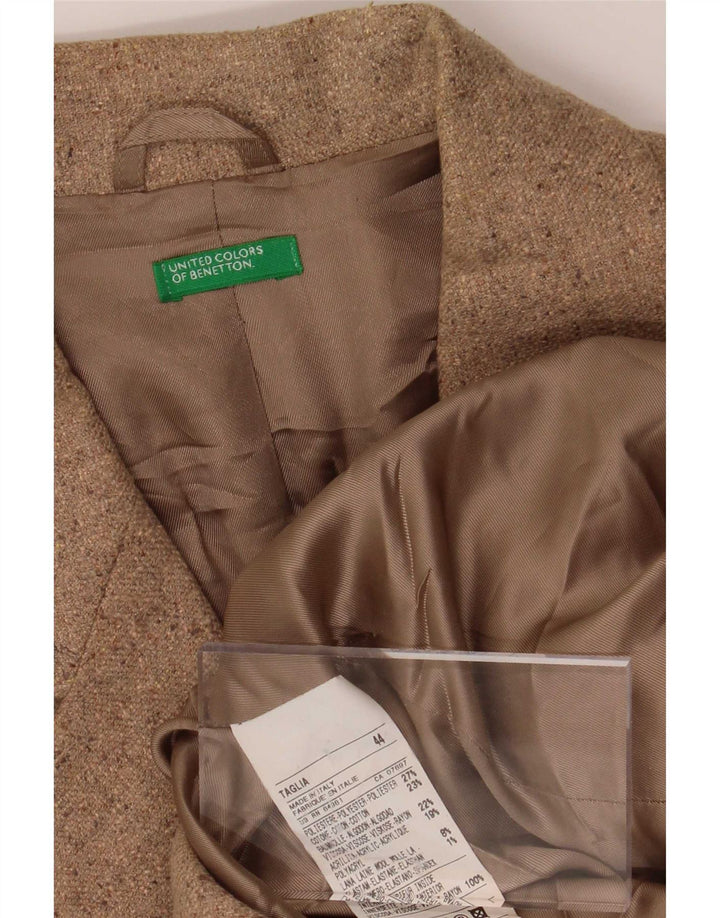 Chaqueta Blazer de 3 Botones Benetton Mujer IT 44 Poliéster Beige Medio
