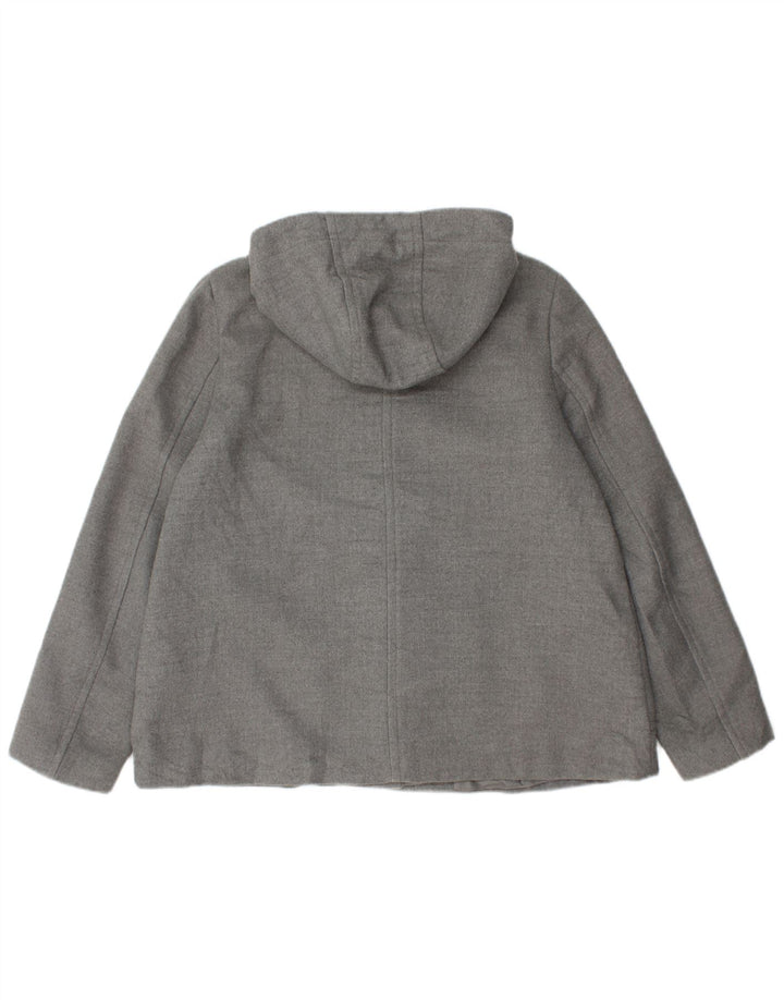 ZARA Womens Hooded Duffle Jacket UK 14 Medium Grey Acrylic