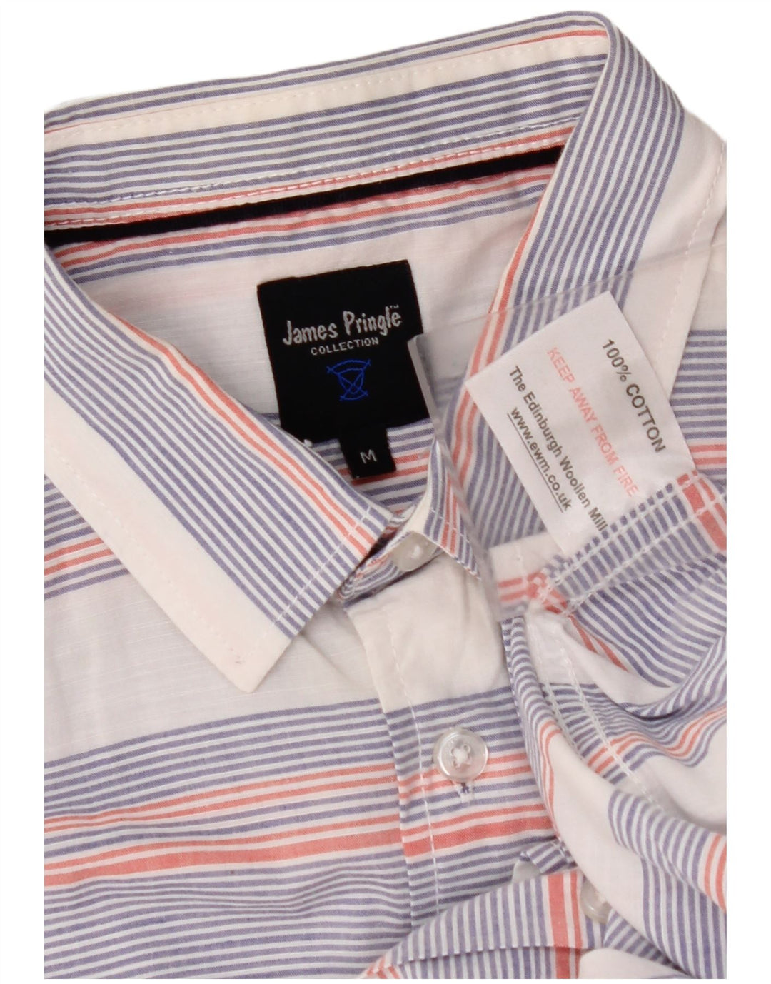 JAMES PRINGLE Camisa de manga corta para hombre Algodón de rayas blanco medio