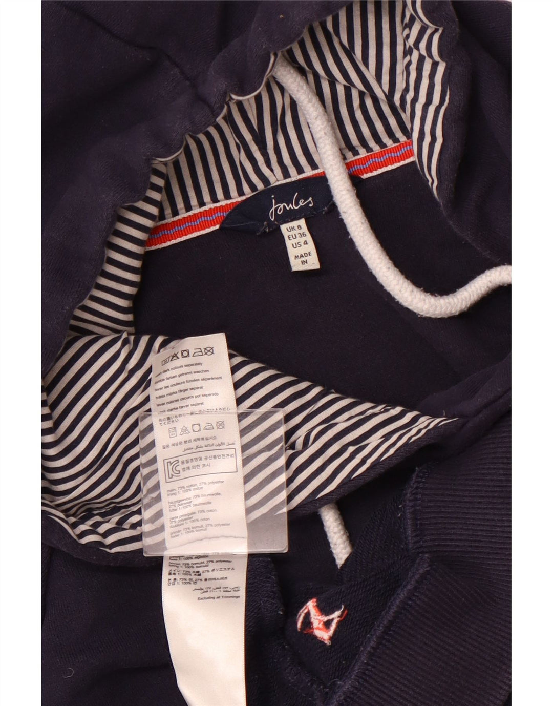 JOULES Jersey con capucha extragrande para mujer UK 8 Small Azul marino Algodón