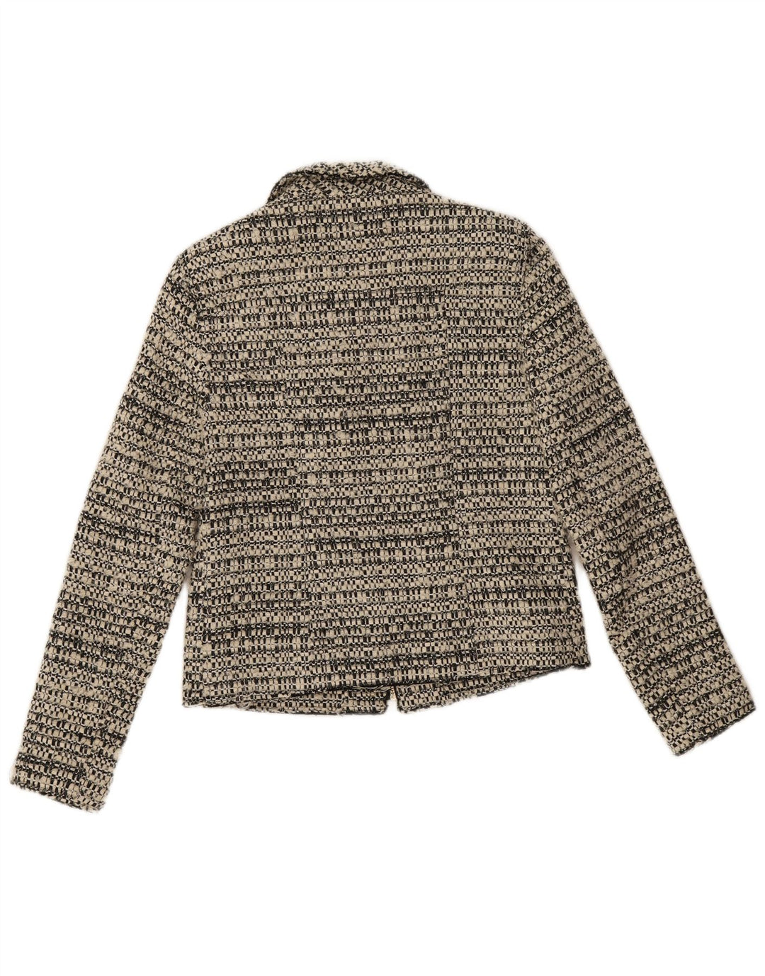 Zara Mujer Chaqueta Blazer Con Cremallera Completa UK 10 Small Gris Moteado