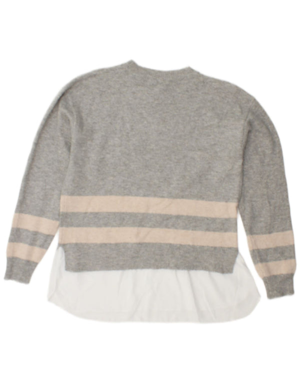 M&Co Jersey de cuello redondo para mujer UK 10 Small Gris Poliéster a rayas