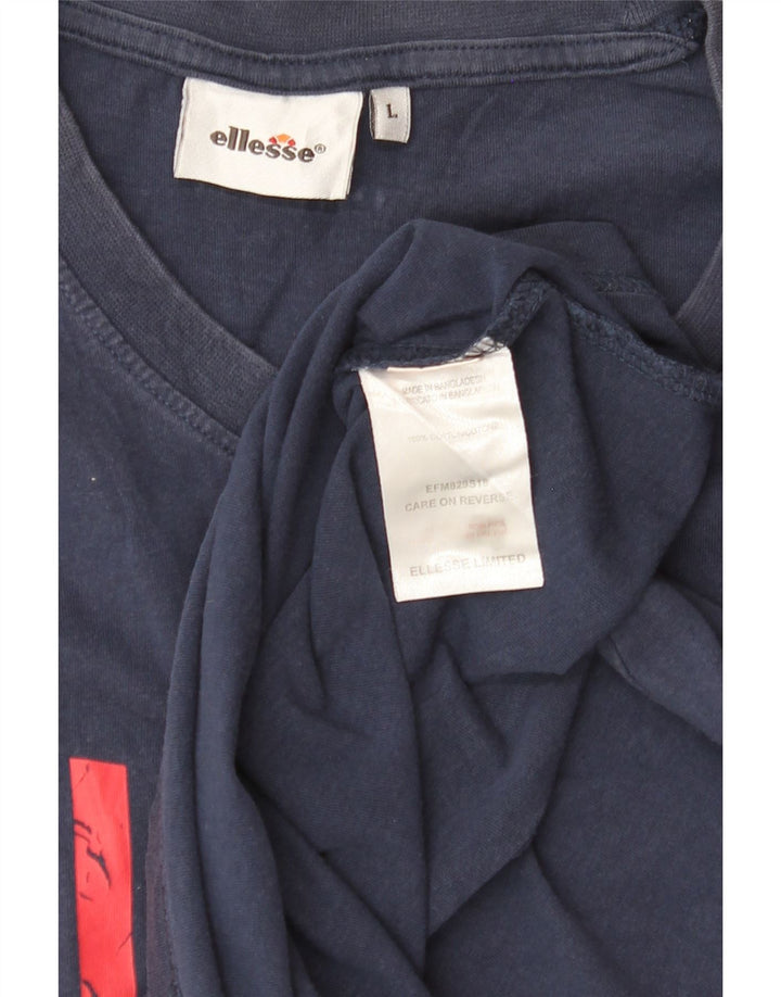 ELLESSE Top sin mangas gráfico para mujer Reino Unido 40 Grande Algodón azul marino