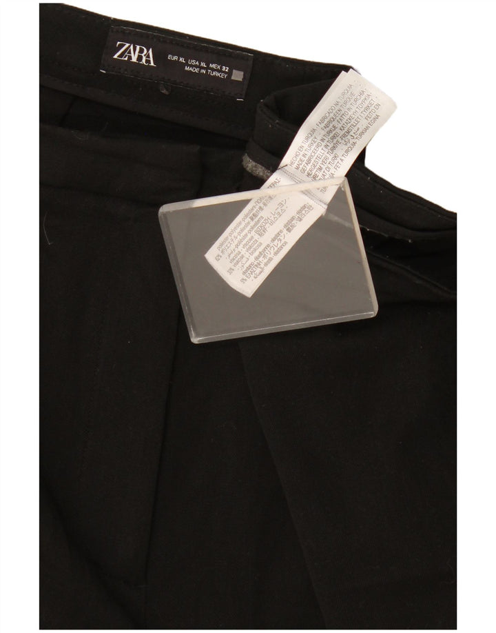 Zara Mujer Pantalón Casual Bootcut XL W32 L33 Poliéster Negro