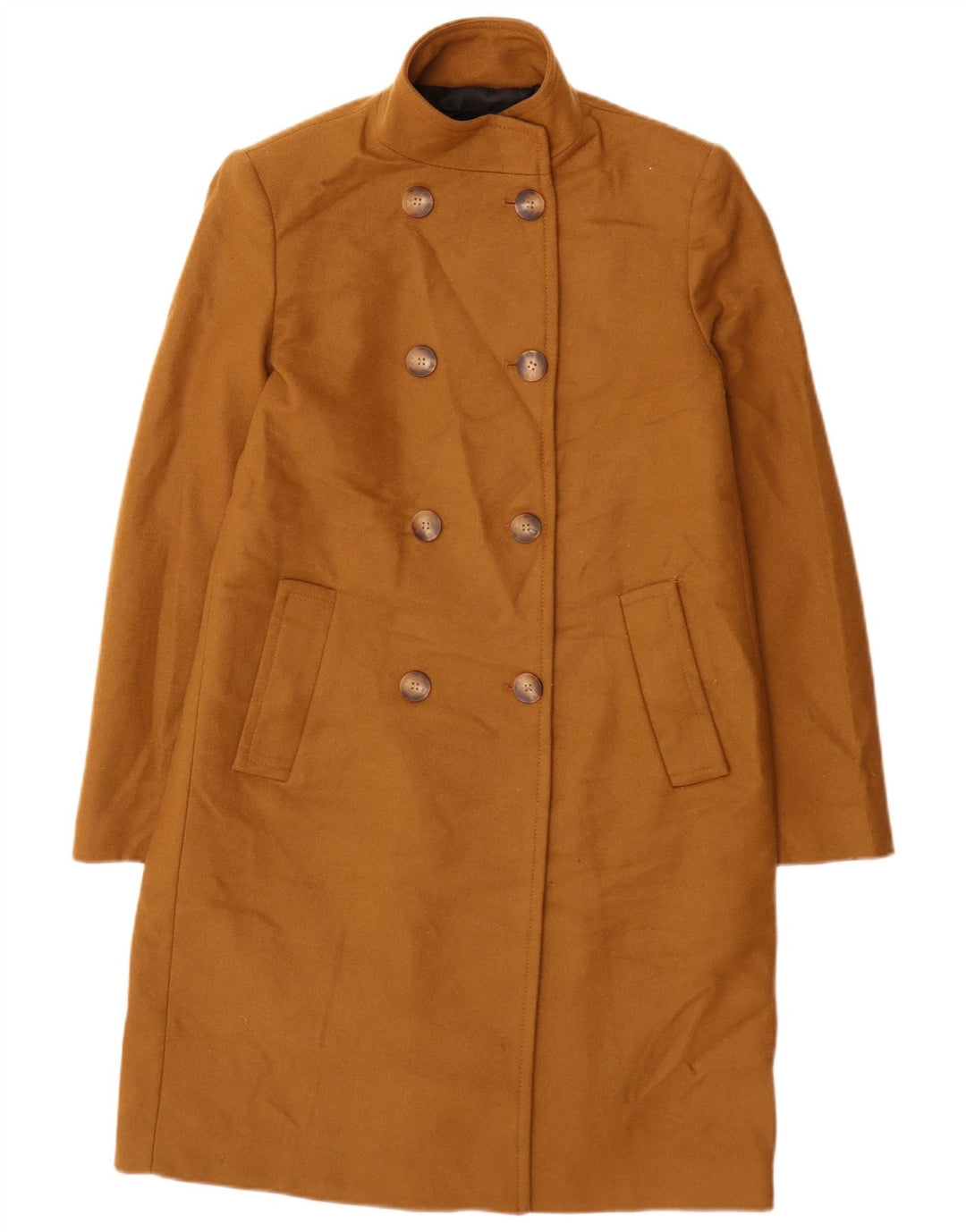 Zara Mujer Abrigo Cruzado UK 10 Small Lana Beige