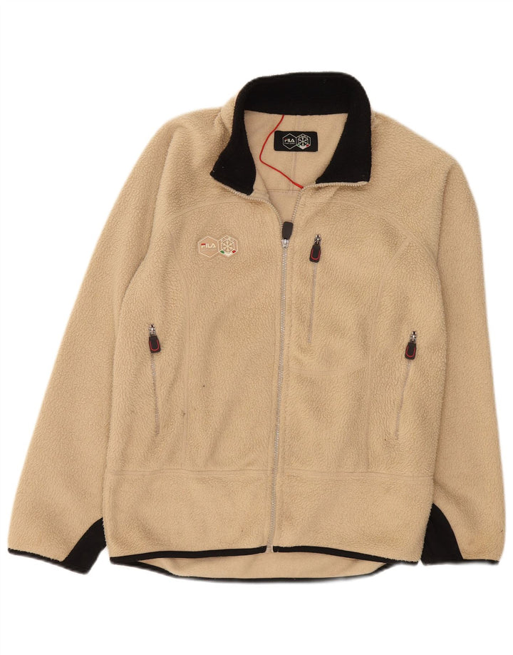 FILA Chaqueta polar para hombre UK 36 Small Beige Colorblock Poliéster