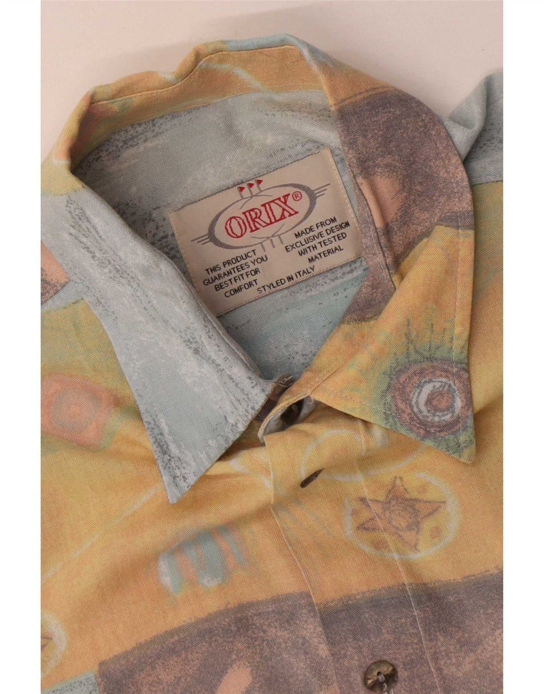 Camisa vintage para hombre Patchwork multicolor medio