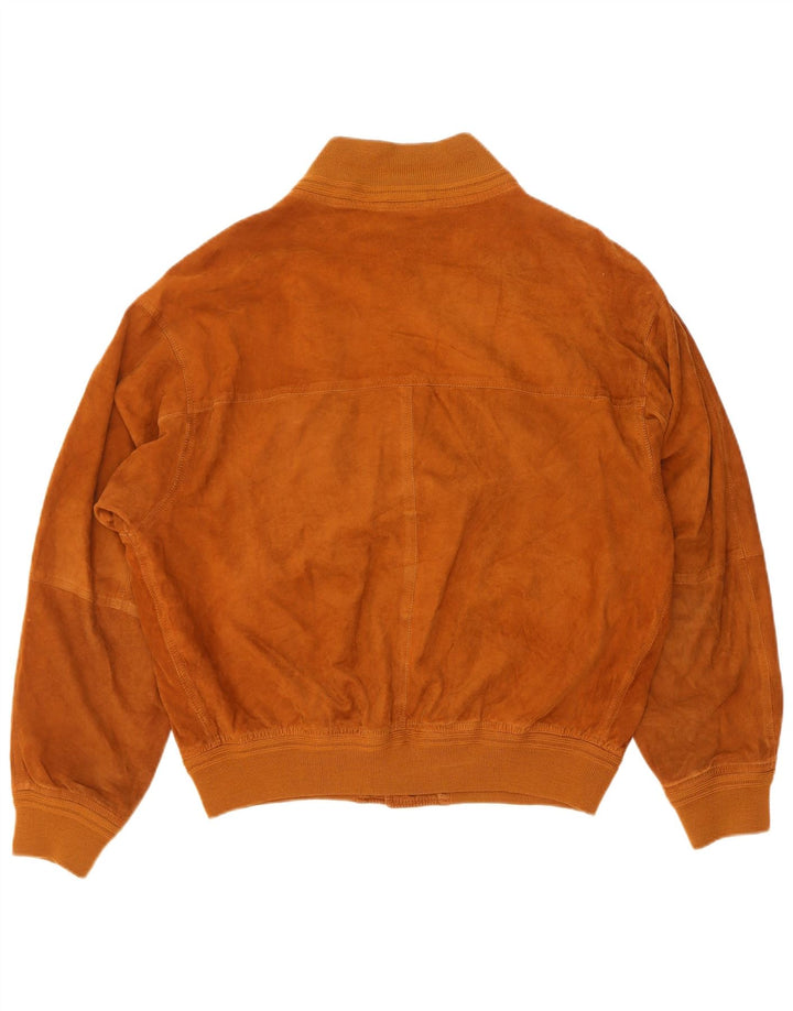 Vintage hombres ante bomber chaqueta IT 50 cuero marrón grande