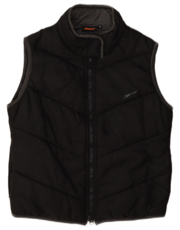 Chaleco acolchado con gráfico para mujer Dkny UK 44 Medium Black Nylon