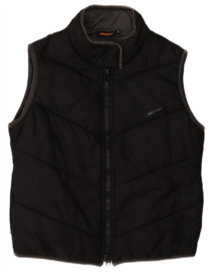 Chaleco acolchado con gráfico para mujer Dkny UK 44 Medium Black Nylon