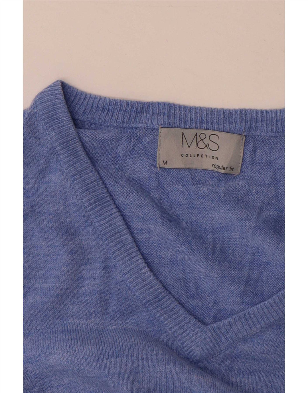 Marks & Spencer Jersey con Cuello en V para Hombre Azul Medio