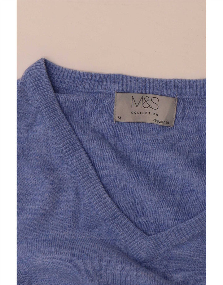 Marks & Spencer Jersey con Cuello en V para Hombre Azul Medio