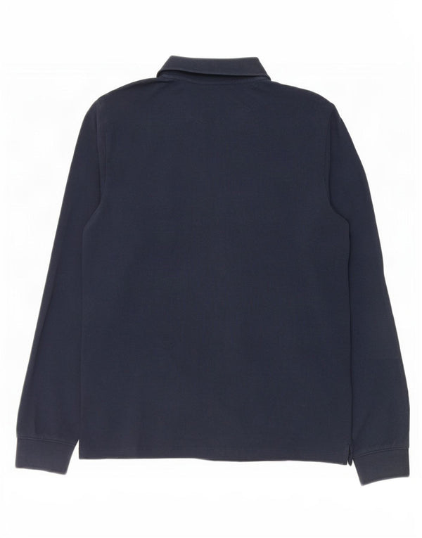 Timberland Polo de manga larga para hombre, corte ajustado, algodón azul marino medio